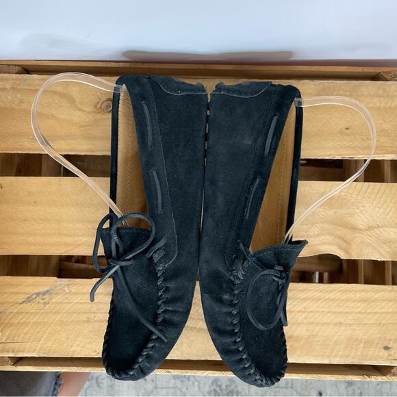 Minnetonka Black Suede Loafers - Picture 4 of 10